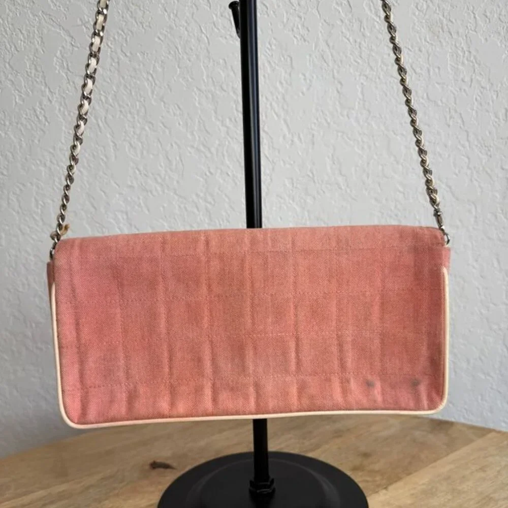 Chanel Pink Chocolate Bar Canvas Shoulder Bag
